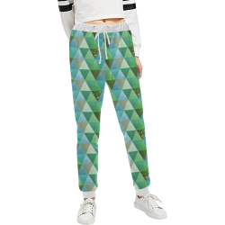 Triangle Pattern - Green Teal Khaki Moss Unisex All Over Print Sweatpants (Model L11)
