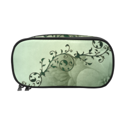 Wonderful flowers, soft green colors Pencil Pouch/Large (Model 1680)