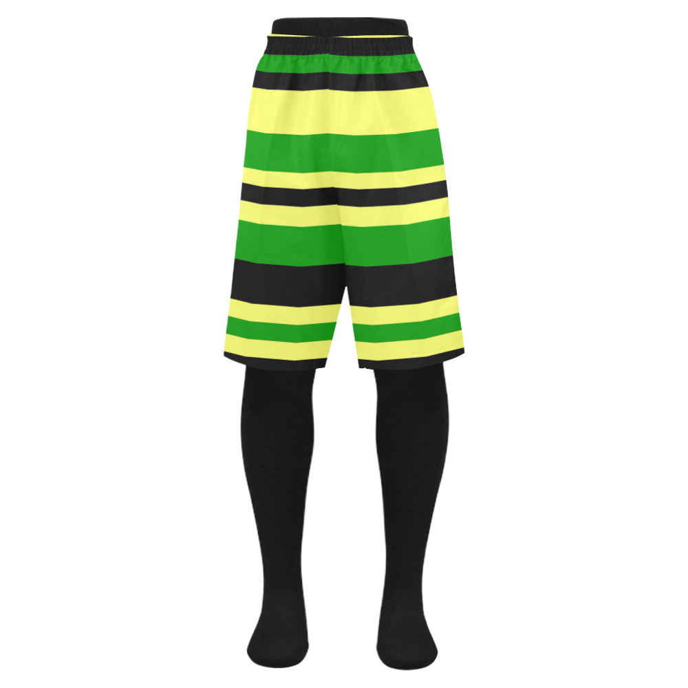 Jamaican inspired Yellow, Black and Green Stripes Men's Swim Trunk ...