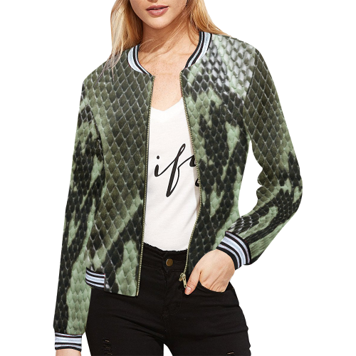 Colorful Snakeskin Print Women's Bomber Jacket