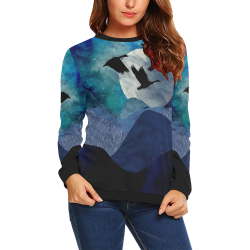 Night In The Mountains All Over Print Crewneck Sweatshirt for Women (Model H18)