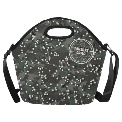 funny airsoft and paintball gamer woodland camouflage design parody Neoprene Lunch Bag/Large (Model 1669)