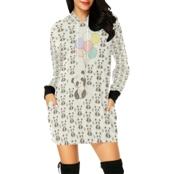 Balloon Panda All Over Print Hoodie Mini Dress (Model H27)