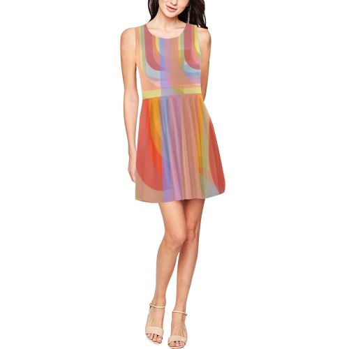 zappwaits  rainbow 1 Thea Sleeveless Skater Dress(Model D19)