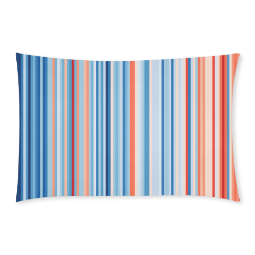 Blue and coral stripe version 2 3-Piece Bedding Set