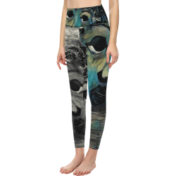 Sadly Quarantined in Blue and Gray Women's All Over Print High-Waisted Leggings (Model L36)