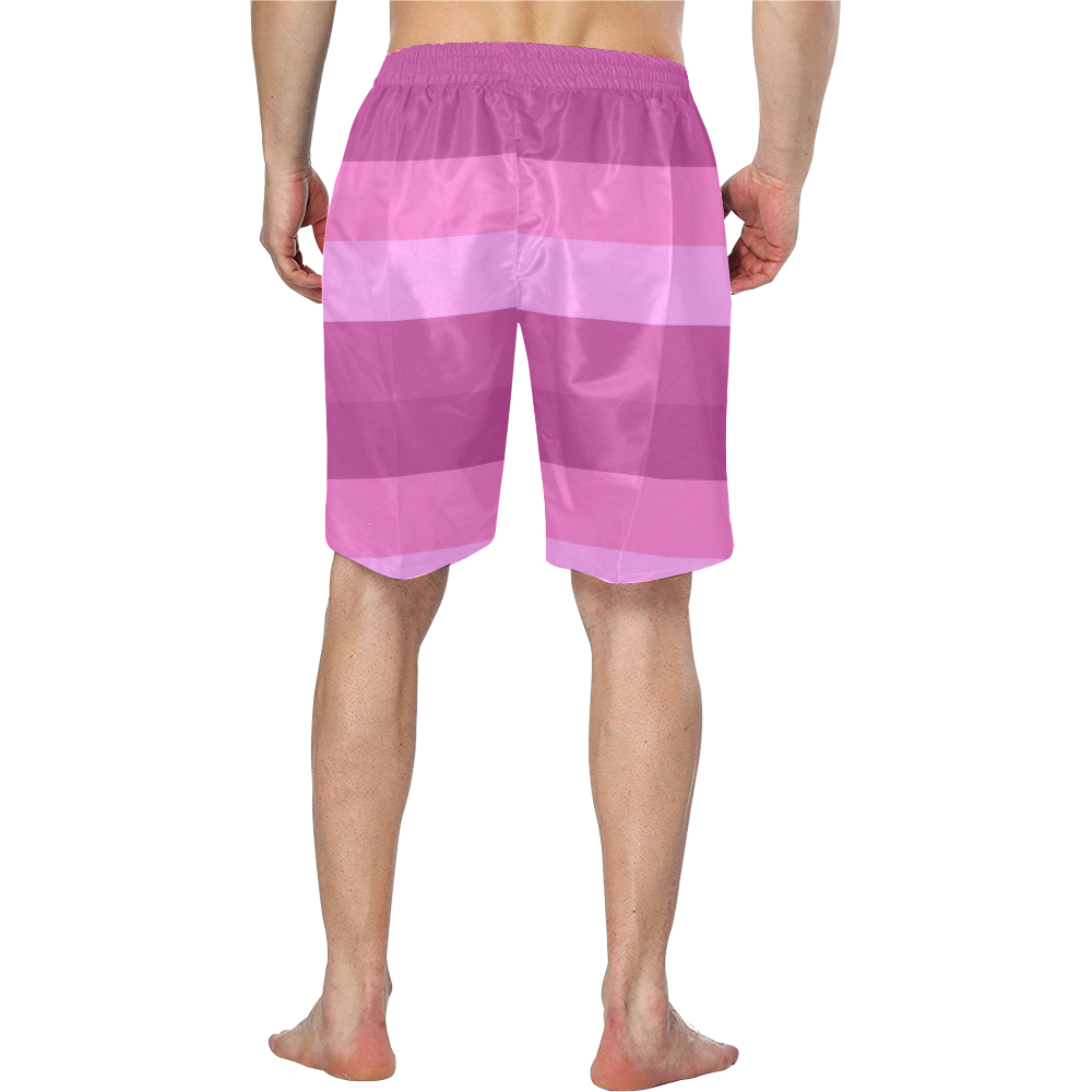 Shades Of Pink Stripes Men's Swim Trunk/Large Size (Model L21) ID