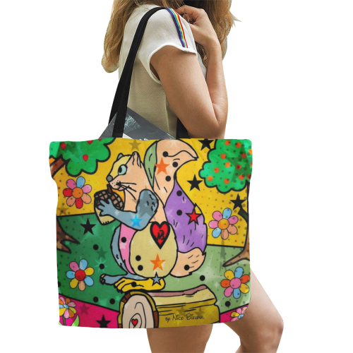Samy the squirrel by Nico Bielow All Over Print Canvas Tote Bag/Large (Model 1699)