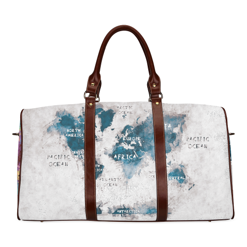 world map white and color Waterproof Travel Bag/Small (Model 1639)