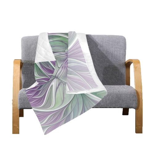 Flower Dream Abstract Purple Sea Green Floral Fractal Art Quilt 40"x50"