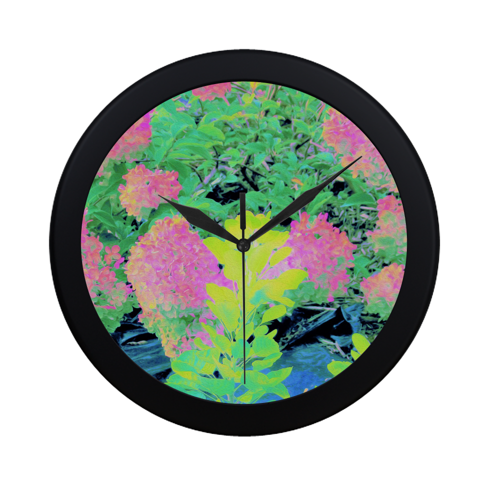 Fluorescent Yellow Smoke Tree with Pink Hydrangeas Circular Plastic ...