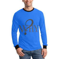 Why? Blue Men's All Over Print Long Sleeve T-shirt (Model T51)