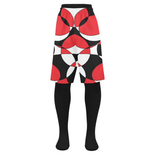 Black, White and Red Ellipticals Men's Swim Trunk (Model L21)