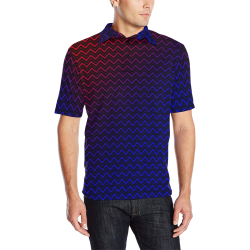 Chevron Black Red and Blue Men's All Over Print Polo Shirt (Model T55)