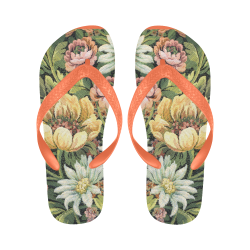 grandma's comfy vintage floral Flip Flops for Men/Women (Model 040)
