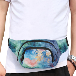 Heart and Flowers - Pink and Blue Fanny Pack/Small (Model 1677)