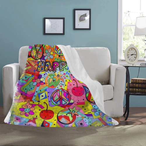 Happy Popart by Nico Bielow Ultra-Soft Micro Fleece Blanket 50"x60"