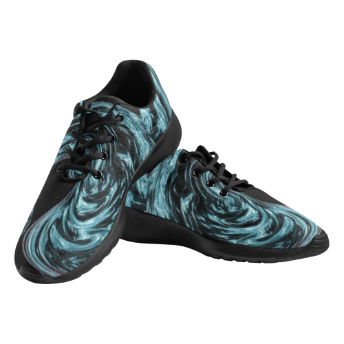 Blue And Black Flow Abstraction Women's Athletic Shoes (Model 0200)