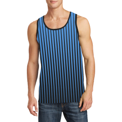 Tapered Black and Blue Stripes Men's All Over Print Tank Top (Model T57)