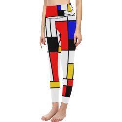 Bauhouse Composition Mondrian Style Women's All Over Print High-Waisted Leggings (Model L36)