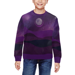 Purple Moon Night All Over Print Crewneck Sweatshirt for Kids (Model H29)