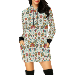 Loveley Batik Flowers All Over Print Hoodie Mini Dress (Model H27)