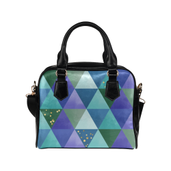 Triangle Pattern - Blue Violet Teal Green Shoulder Handbag (Model 1634)