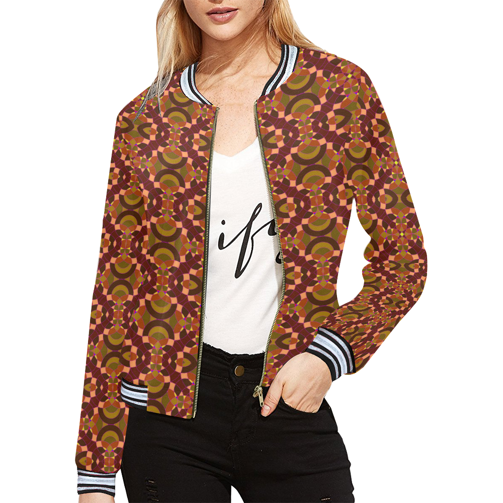 Funky Print Pattern Women Casual Bomber Jacket