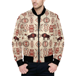 American Native Buffalo All Over Print Quilted Bomber Jacket for Men (Model H33)