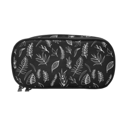 BLACK DANCING LEAVES Pencil Pouch/Large (Model 1680)