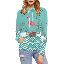 Retro Flamingo Chevron All Over Print Hoodie for Women (USA Size) (Model H13)