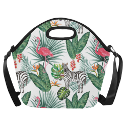 Awesome Flamingo And Zebra Neoprene Lunch Bag/Large (Model 1669)