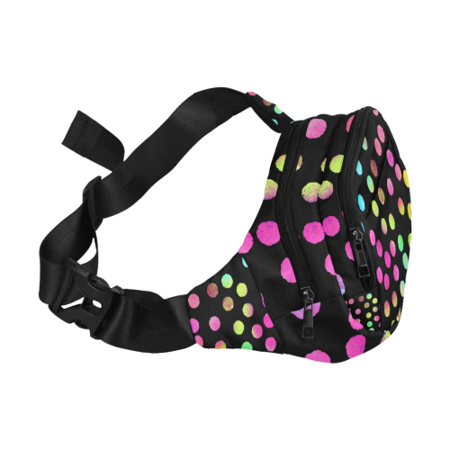 Color Dots Black. Inspired by the Magic Island of Gotland. Fanny Pack/Small (Model 1677)