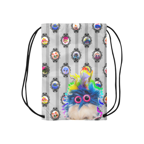 Grid_GrayStripes Small Drawstring Bag Model 1604 (Twin Sides) 11"(W) * 17.7"(H)