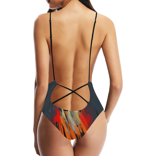 Abstract by Nico Bielow Sexy Lacing Backless One-Piece Swimsuit (Model S10)