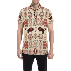American Native Buffalo Men's All Over Print Short Sleeve Shirt (Model T53)