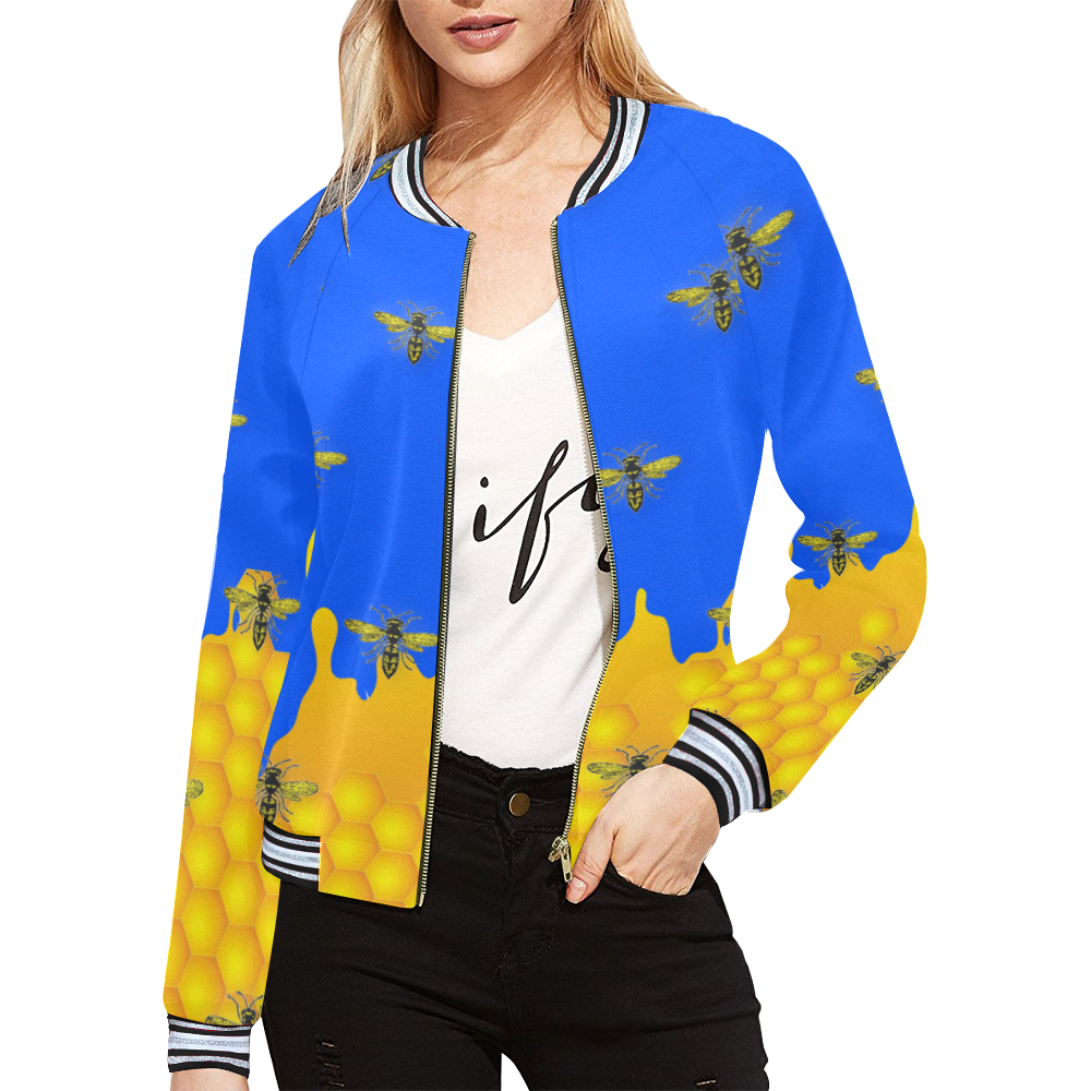 Honey Drip All Over Print Bomber Jacket for Women (Model H21) ID