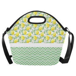 Lemons With Chevron Neoprene Lunch Bag/Large (Model 1669)