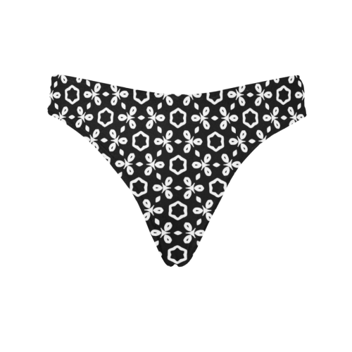 geometric pattern black and white Women's All Over Print Thongs (Model ...
