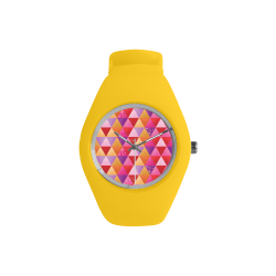 Triangle Pattern - Red Purple Pink Orange Yellow Simple Style Candy Silicone Watch (Model 315)