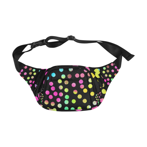 Color Dots Black. Inspired by the Magic Island of Gotland. Fanny Pack/Small (Model 1677)