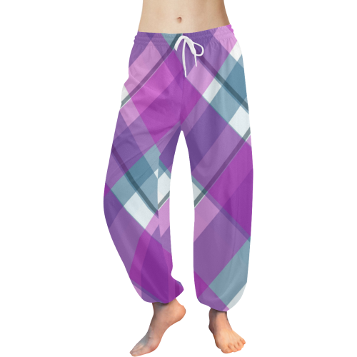 Purple Plaid 1 Women's All Over Print Harem Pants (Model L18) | ID ...