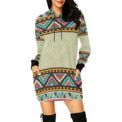Beautiful Ethnic Tiki Design All Over Print Hoodie Mini Dress (Model H27)