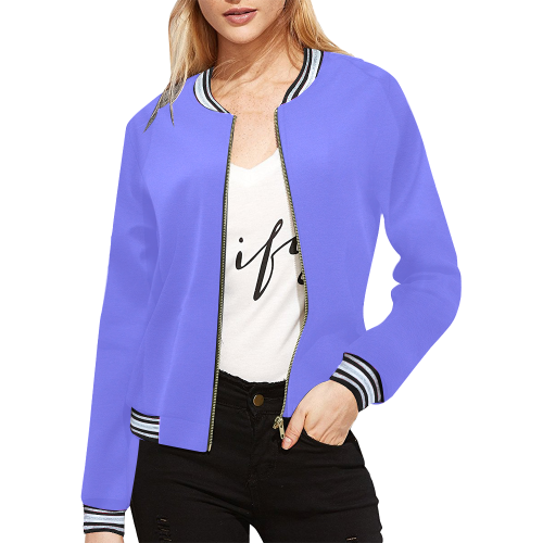 Periwinkle Perkiness All Over Print Bomber Jacket for Women (Model H21)
