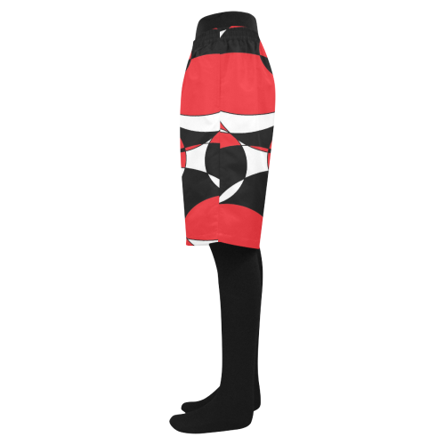 Black, White and Red Ellipticals Men's Swim Trunk (Model L21)