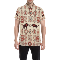 American Native Buffalo Men's All Over Print Short Sleeve Shirt/Large Size (Model T53)