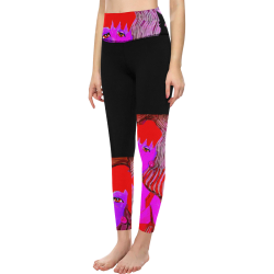 Pink Face Says Piss Off Women's All Over Print High-Waisted Leggings (Model L36)