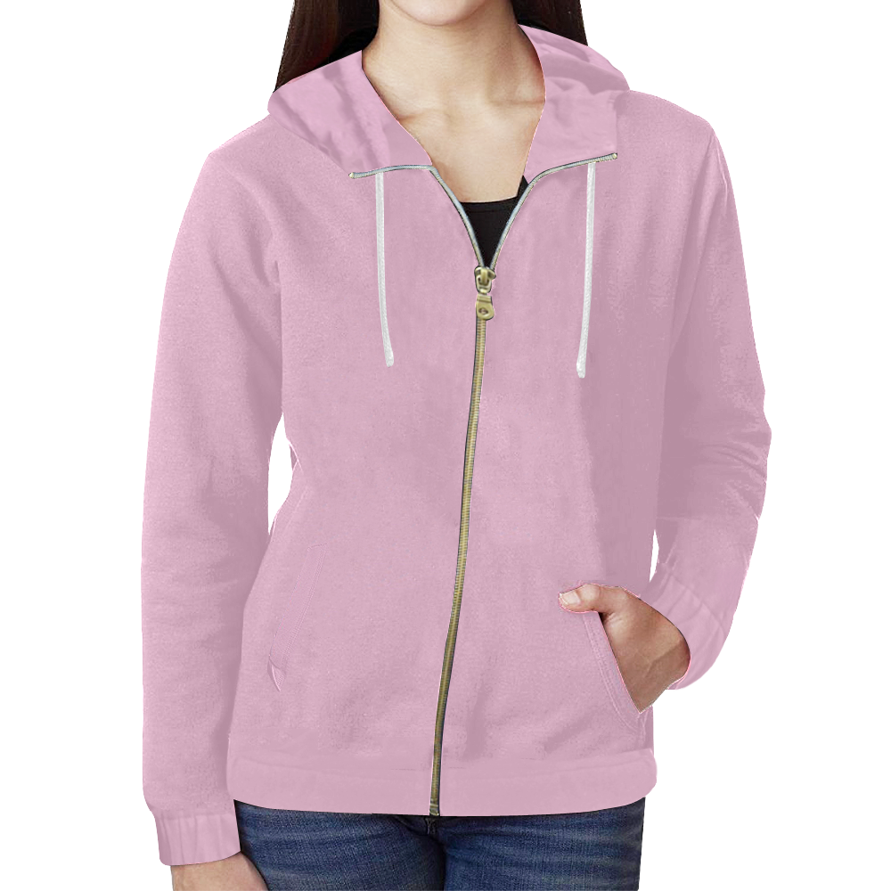 Color Solid Sweet Lilac All Over Print Full Zip Hoodie for Women (Model ...