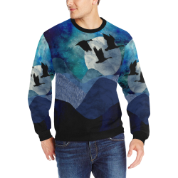 Night In The Mountains Men's Rib Cuff Crew Neck Sweatshirt (Model H34)
