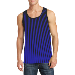 Black Tapered Stripes with Blue Men's All Over Print Tank Top (Model T57)